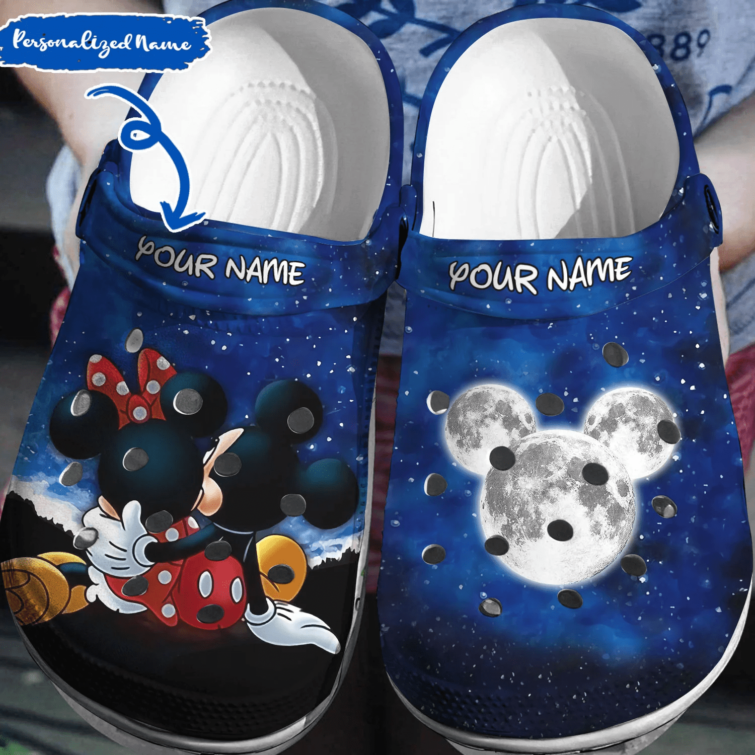 Personalized Mickey Minnie Moon Crocs 3D Clog Shoes