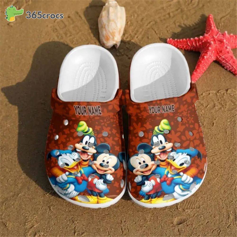 Personalized Mickey Mouse Donald Duck Goofy Disney Adults Crocs Clog Shoes