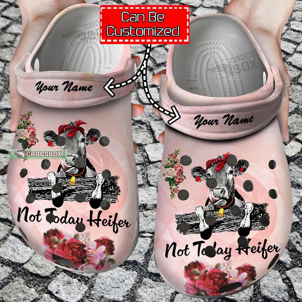 Personalized Not Today Heifer Crocs Pink Cow Crocs