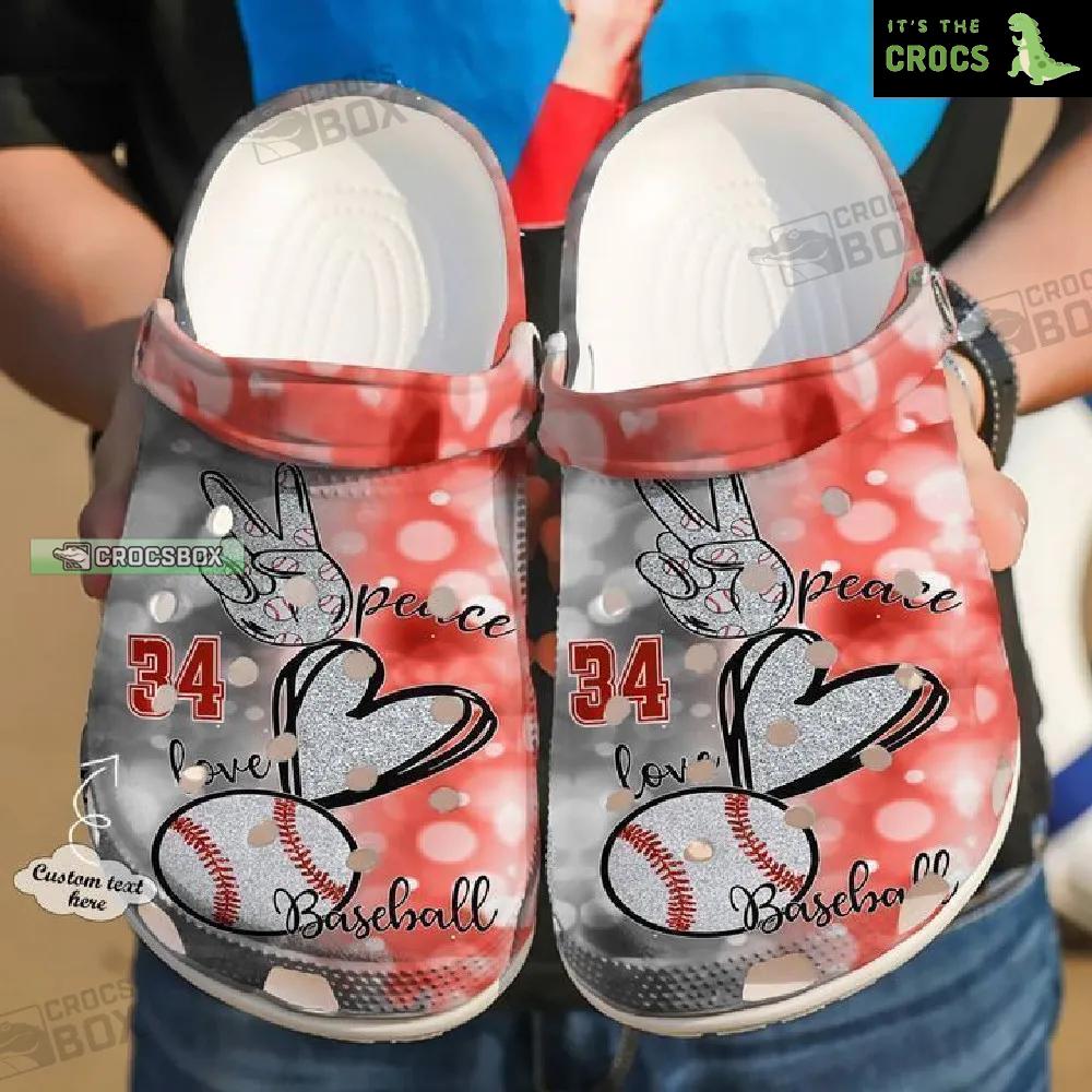 Personalized Peace Love Classic Baseball Crocs Shoes