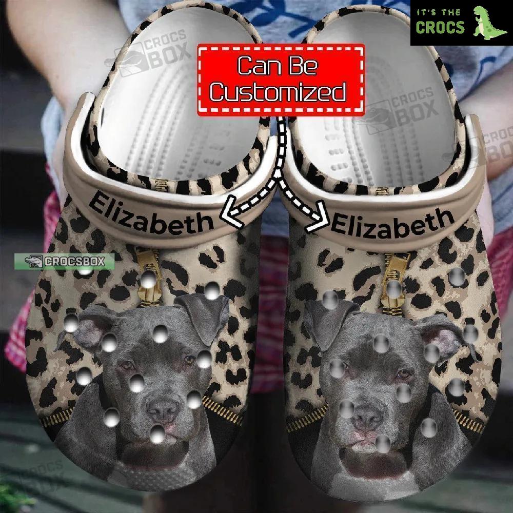 Personalized Pitbull Leopard Pattern Crocs Dog