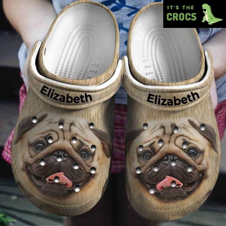 Personalized Pug Head Crocs Classic Clogs Shoes