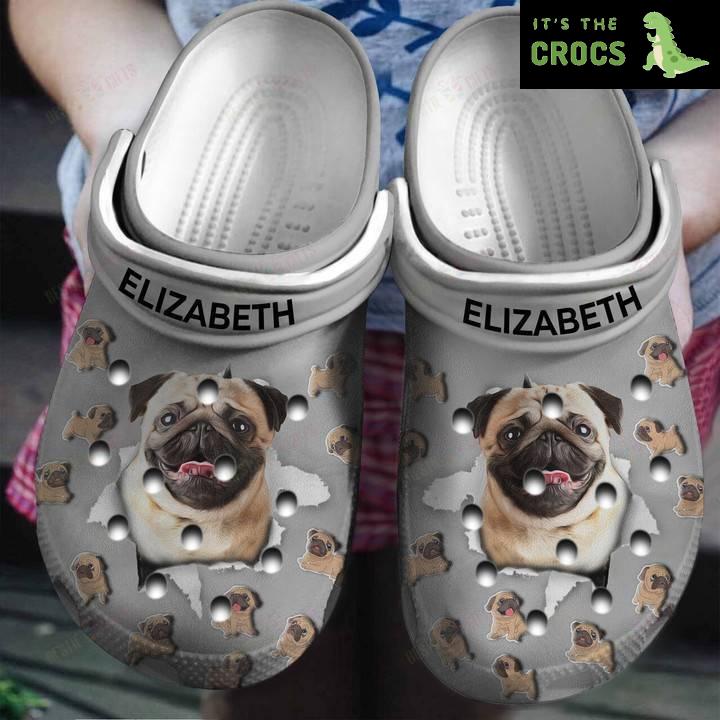 Personalized Pug Hole Crocs Classic Clogs Shoes