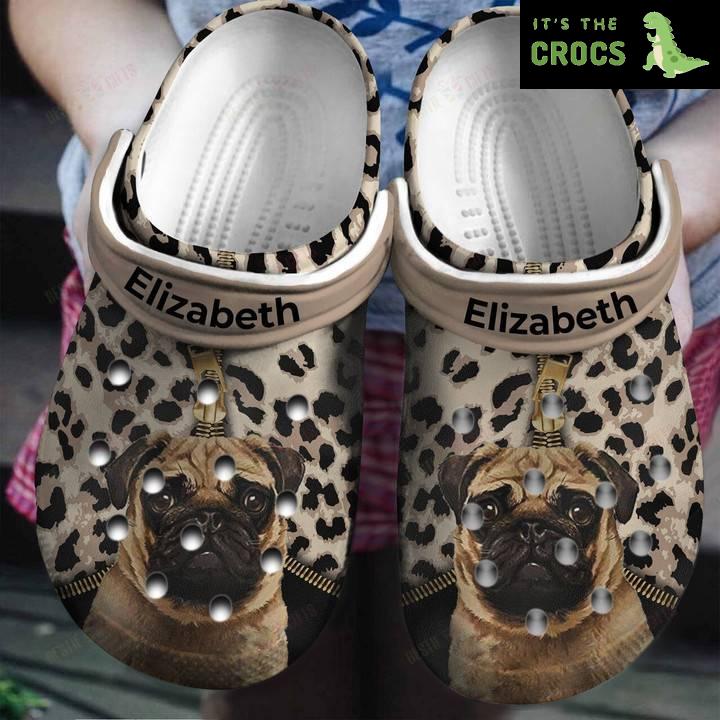 Personalized Pug Lovers With Leopard Pattern Crocs Classic Clogs Shoes