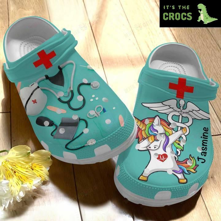Personalized Scrubs For Nurses And Unicorn Crocs Classic Clogs Shoes