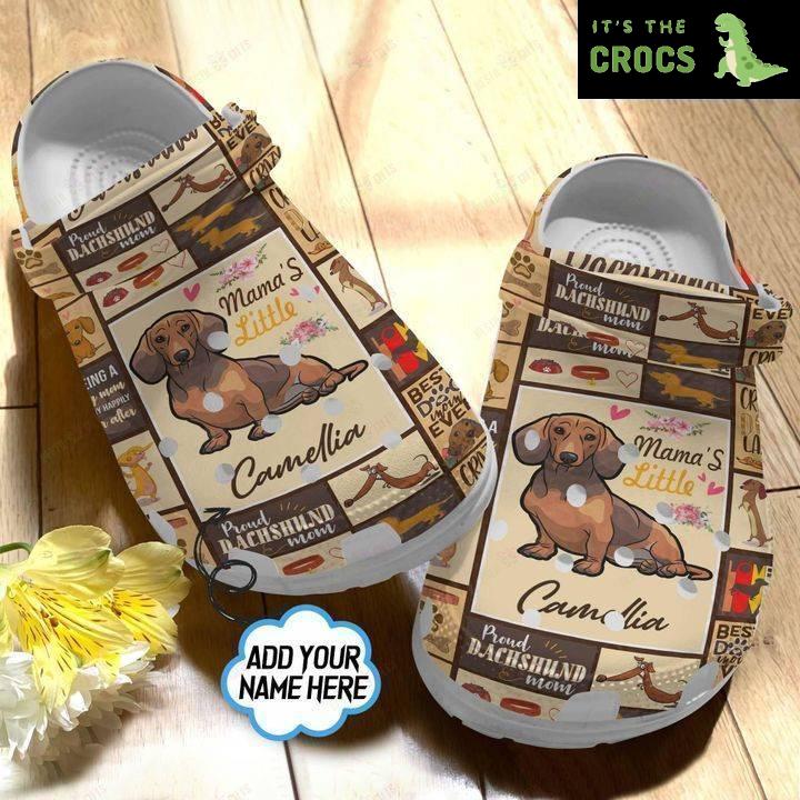Personalized White Sole Mamas Little Dachshund Crocs Classic Clogs Shoes