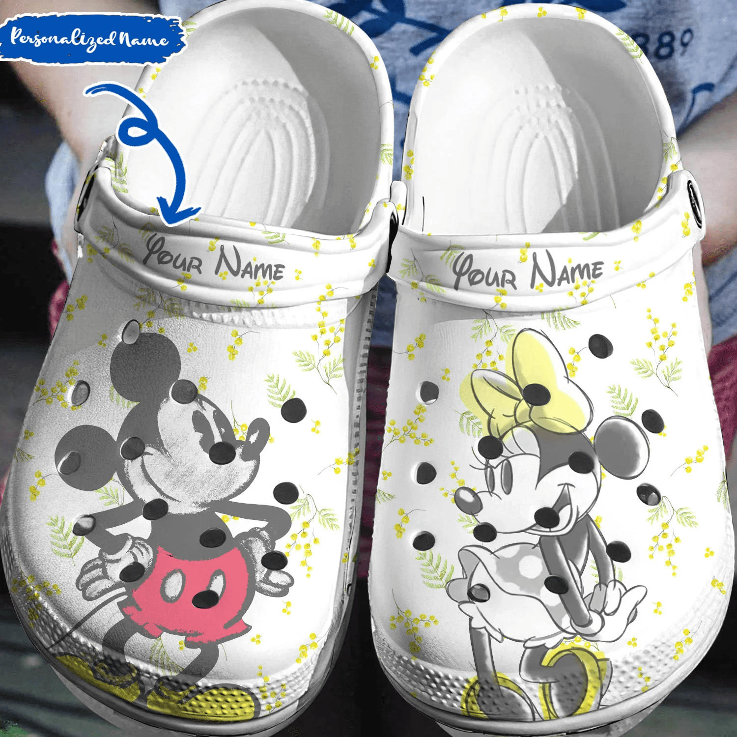 Personalized Yellow Mickey Minnie Crocs 3D Clog Shoes