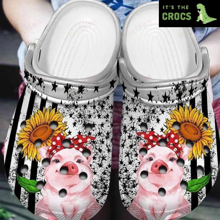 Pig Sunflower Crocs Classic Clogs Shoes