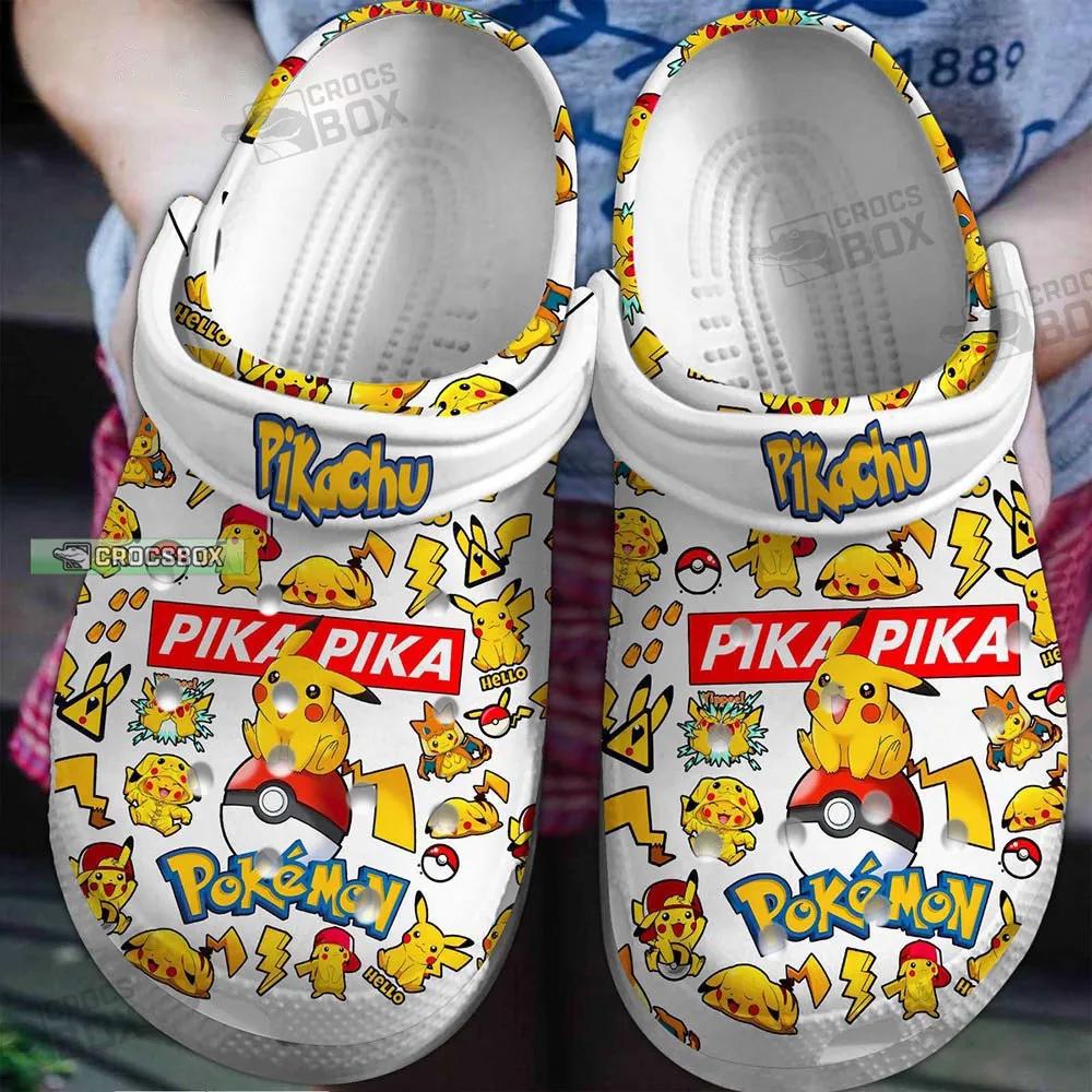 Pika Pika Pikachu Crocs White Crocs