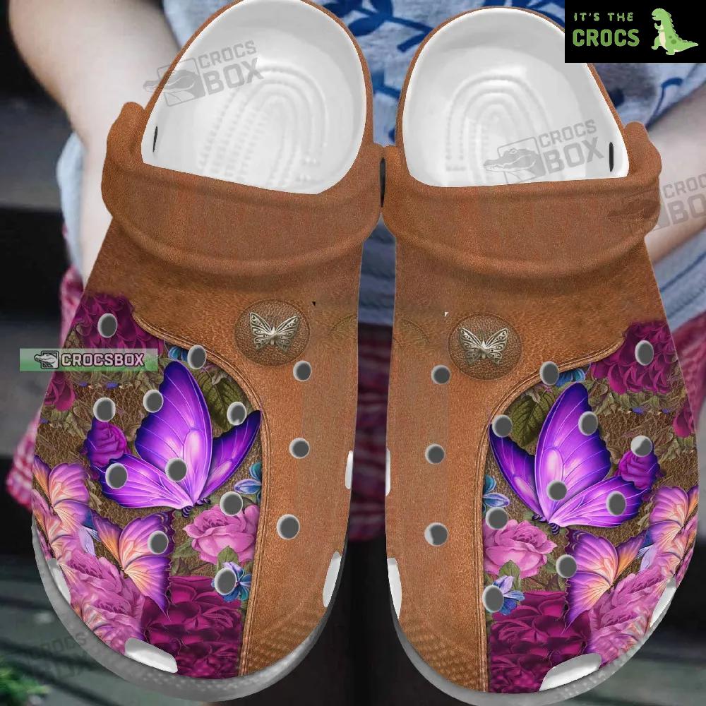 Pink Roses Butterfly Crocs