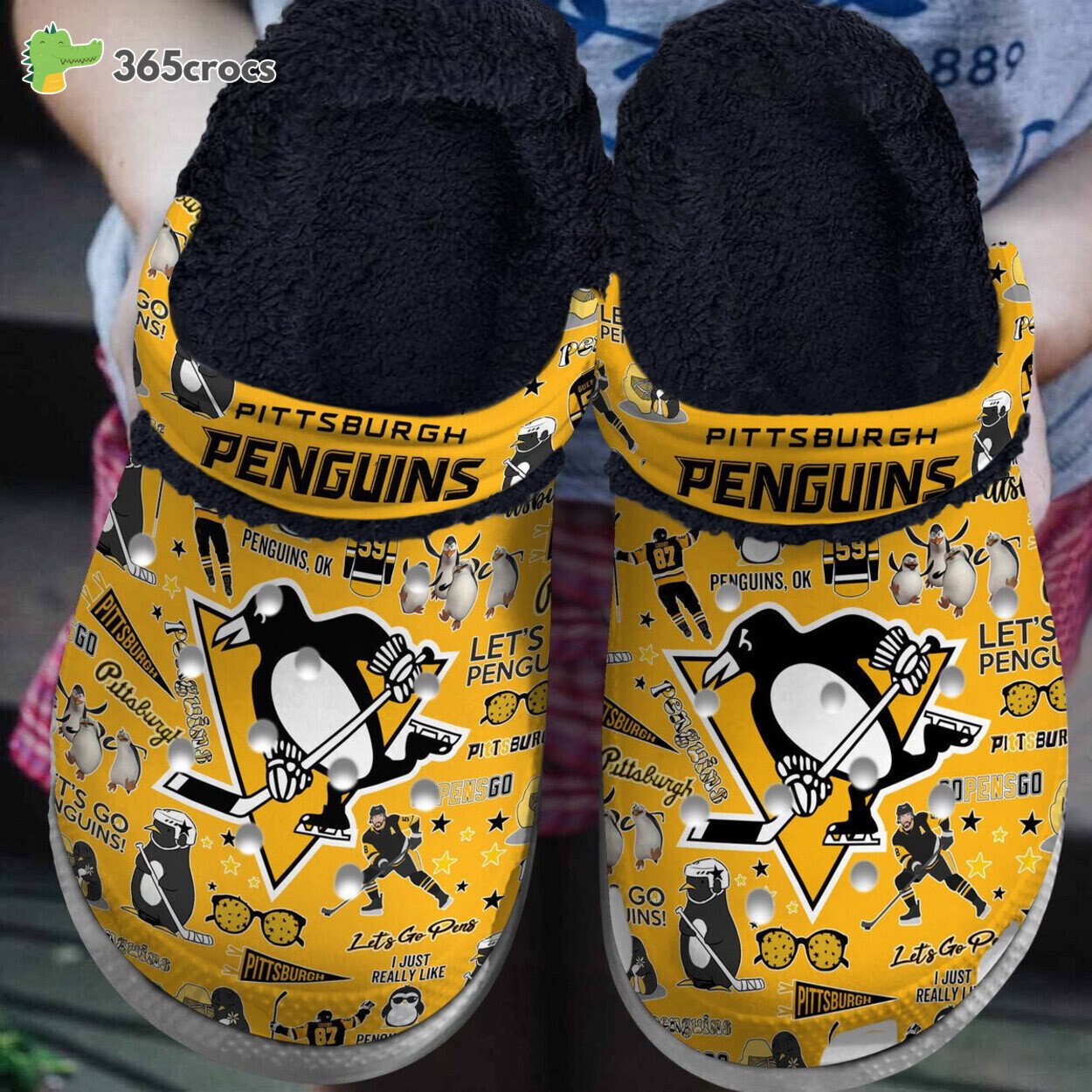 Pittsburgh Penguins NHL Sport Lined Crocs Shoes Comfortable