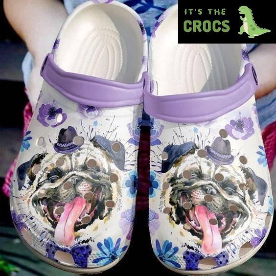 Pug Dog Love Gift For Fan Classic Water Rubber Crocs Clog Shoes Comfy Footwear