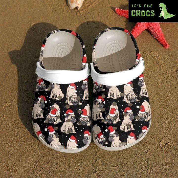 Pug Dog Santa Hat Christmas Crocs Crocband Clog Shoes For Men Women