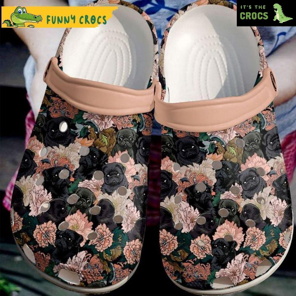 Pug Flowers Garden Floral Crocs