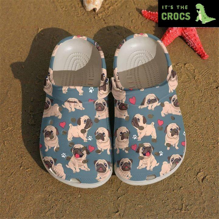 Pug I Love My Pugs Gift For Lover Rubber Crocs Clog Shoes