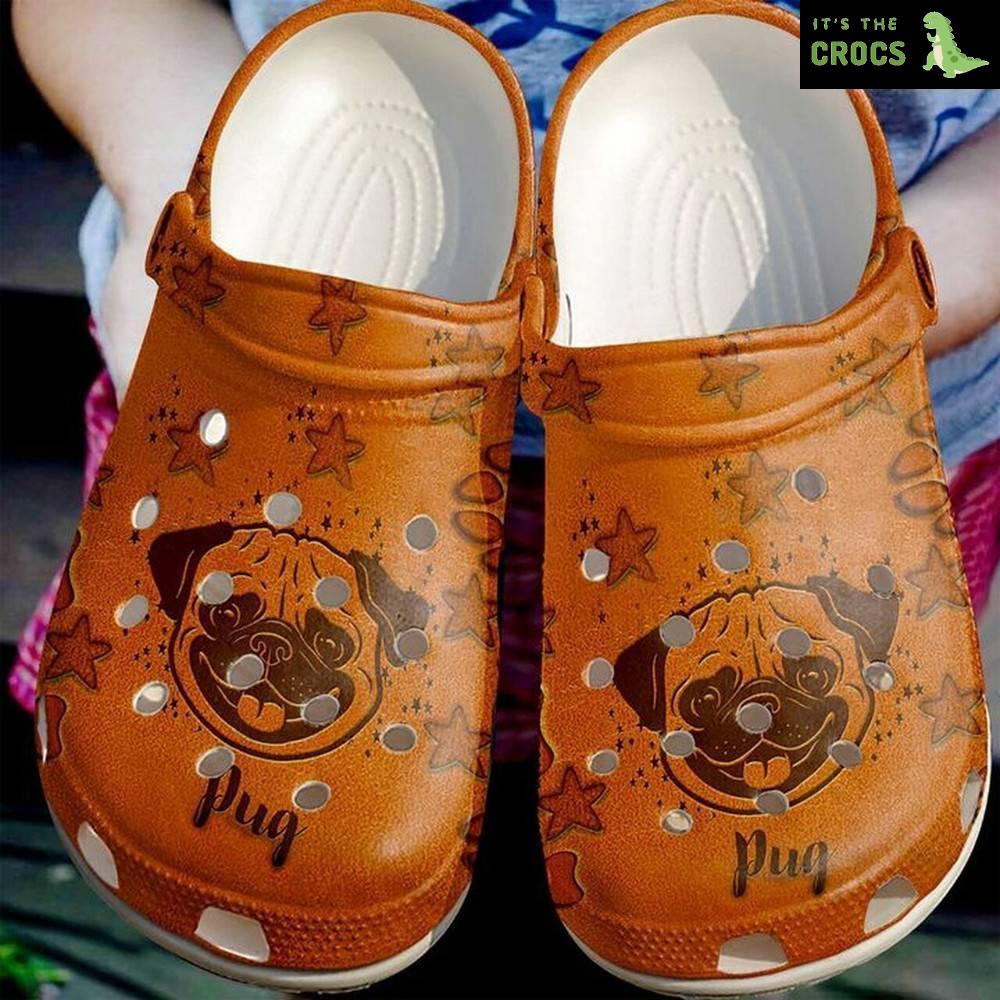 Pug Leather 102 Gift For Lover Rubber Crocs Clog Shoes