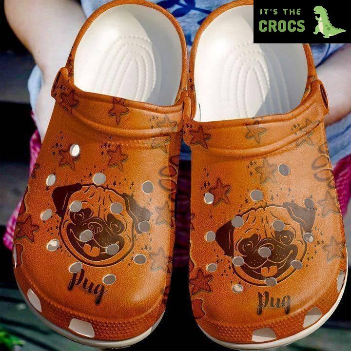 Pug Leather Crocs Classic Clogs Shoes