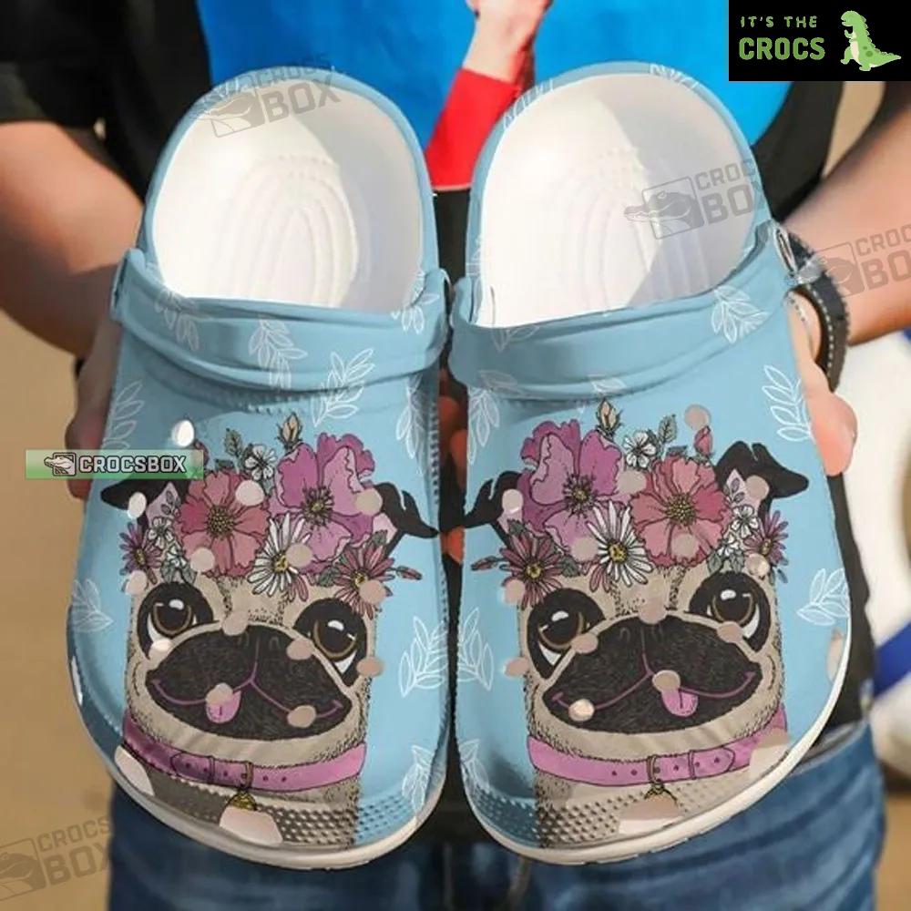 Pug Love Flower Crocs Gift For Pug Dog Mom