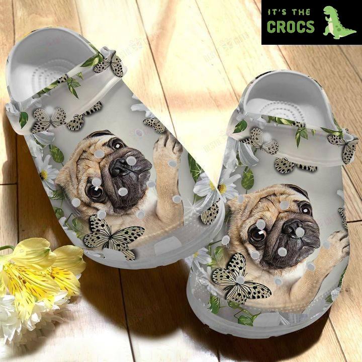 Pug Love White Sole Crocs Classic Clogs Shoes