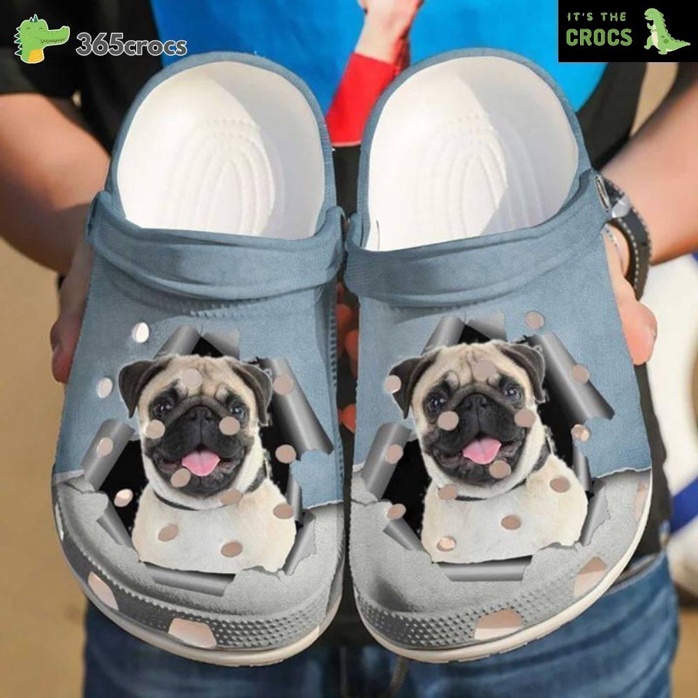Pug Lovers Classic Clogs Shoes Pug 3D Print Croc Water Shoes Pet Lovers Puppy Lovers Crocs Clog Shoes