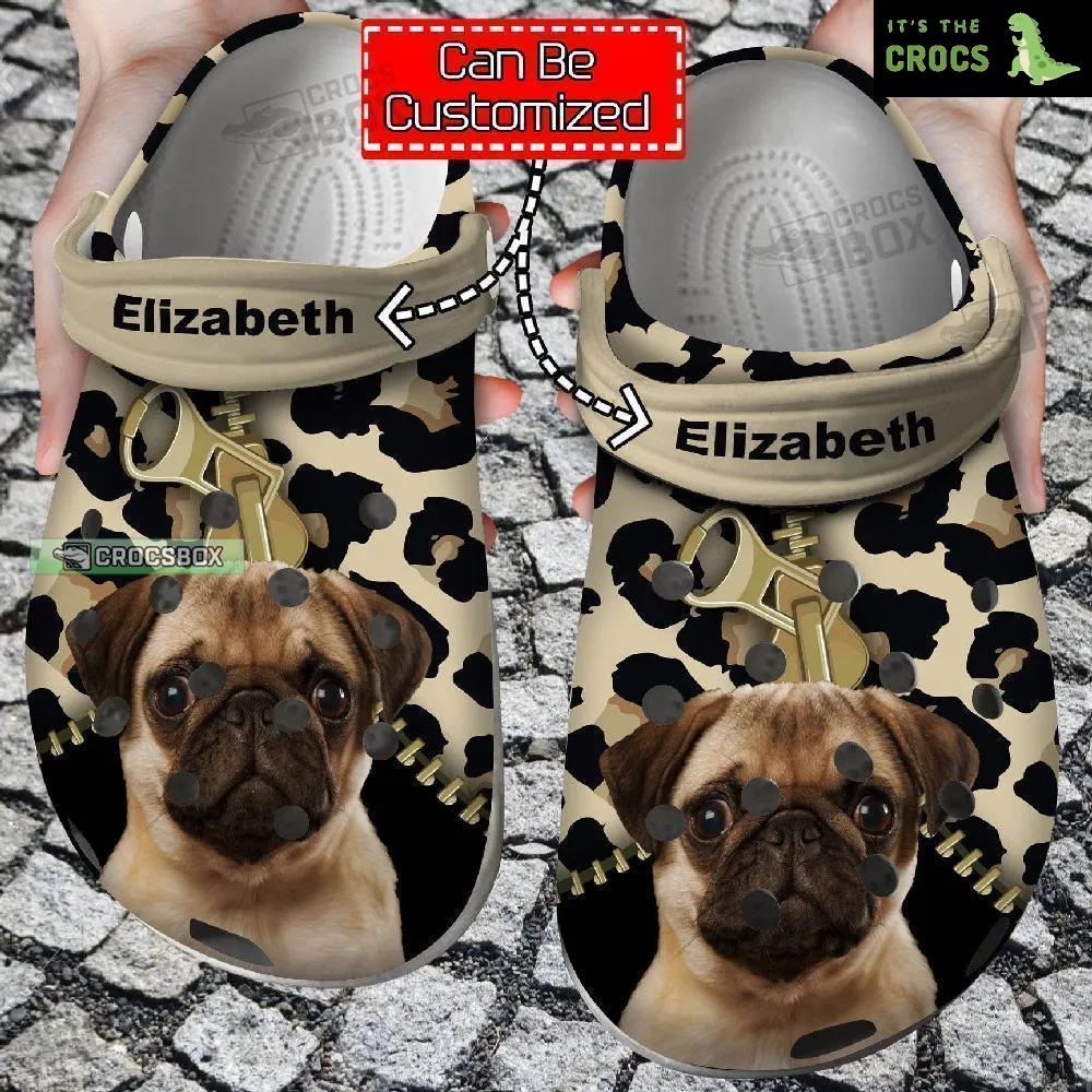 Pug Lovers Custom Crocs Shoes With Leopard Pattern Dog