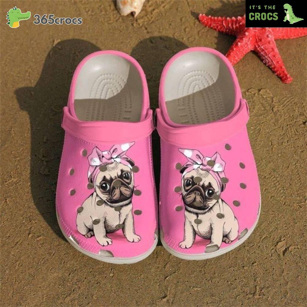 Pug Pink Croc Crocband Clog Comfortable For Mens Womens Pug Lovers Crocs Clog Shoes