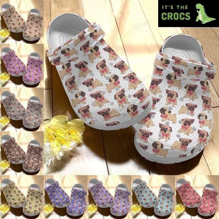 Pug Pugs 7 Bow Tie Pattern Crocs Classic Clogs Shoes