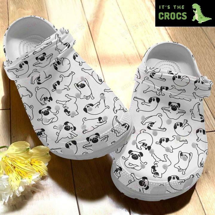 Pug White Sole Flexible Puggy Crocs Classic Clogs Shoes PANCR0595