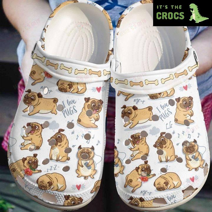 Pug White Sole Simply Love Them Crocs Classic Clogs Shoes
