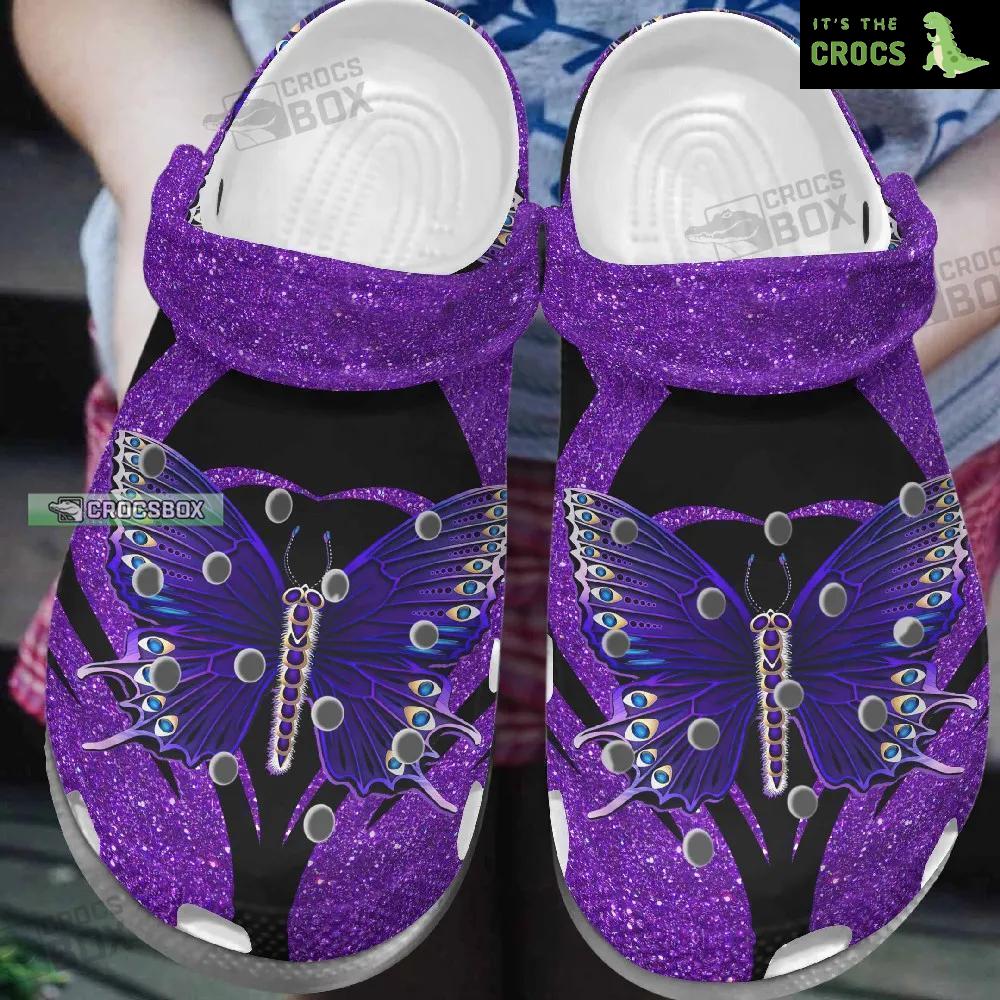 Purple Bling Butterfly Crocs Shoes