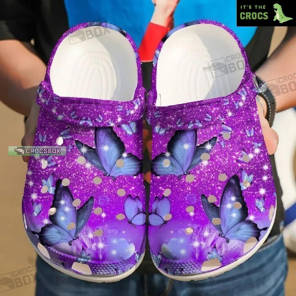 Purple Butterfly Crocs Footwear