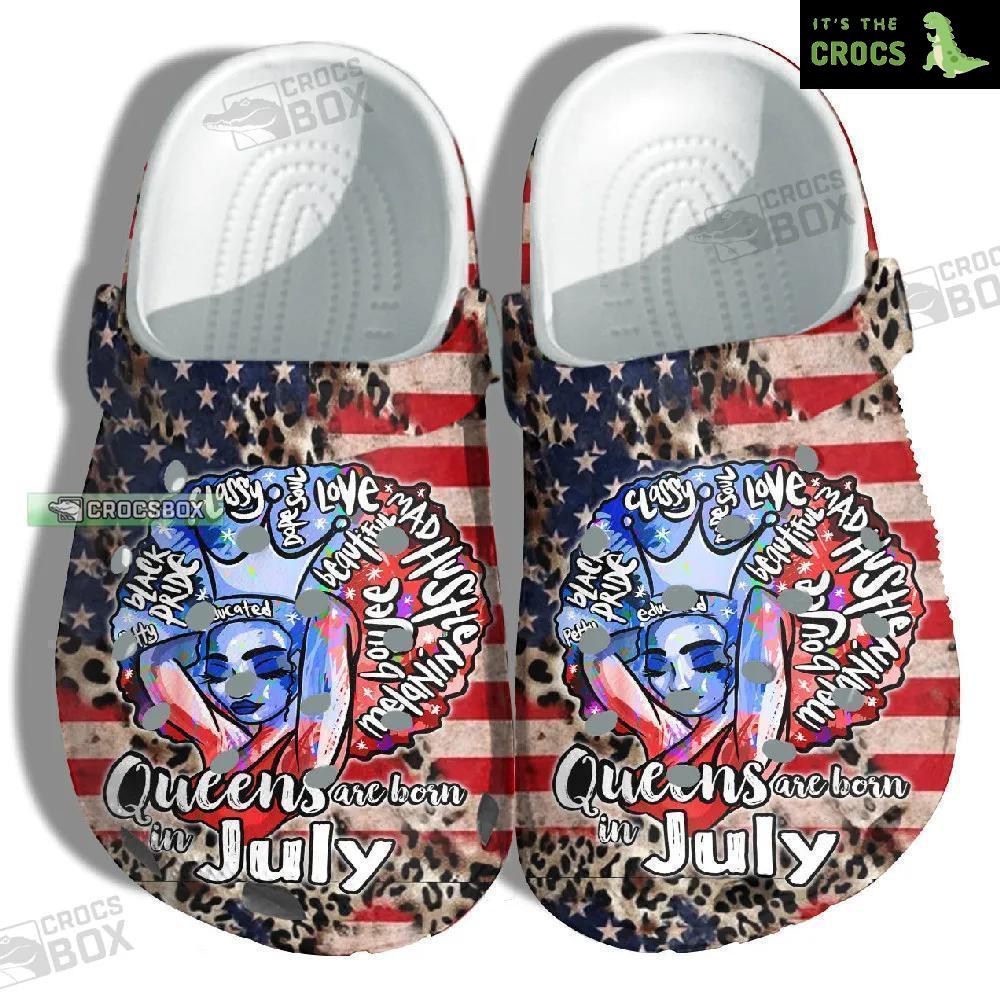 Queens Are Born In July 4Th Of July Crocs Clogs