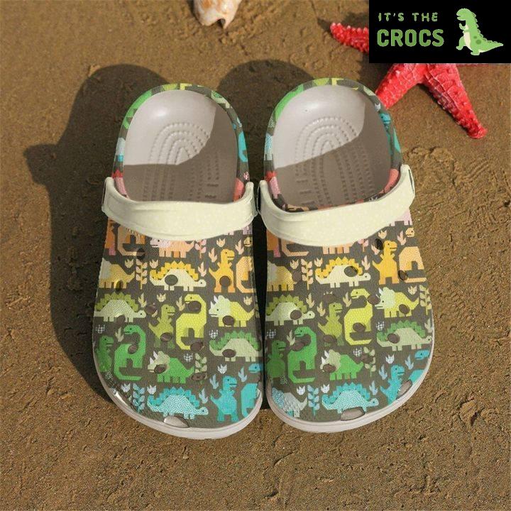 Quilting Dinosaurs Pattern Crocs Crocband Clog Comfortable For Mens Womens Classic Clog Water Shoes