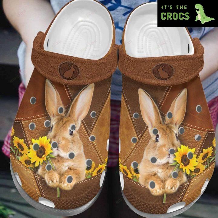 Rabbit White Sole Sunflower Crocs Classic Clogs Shoes