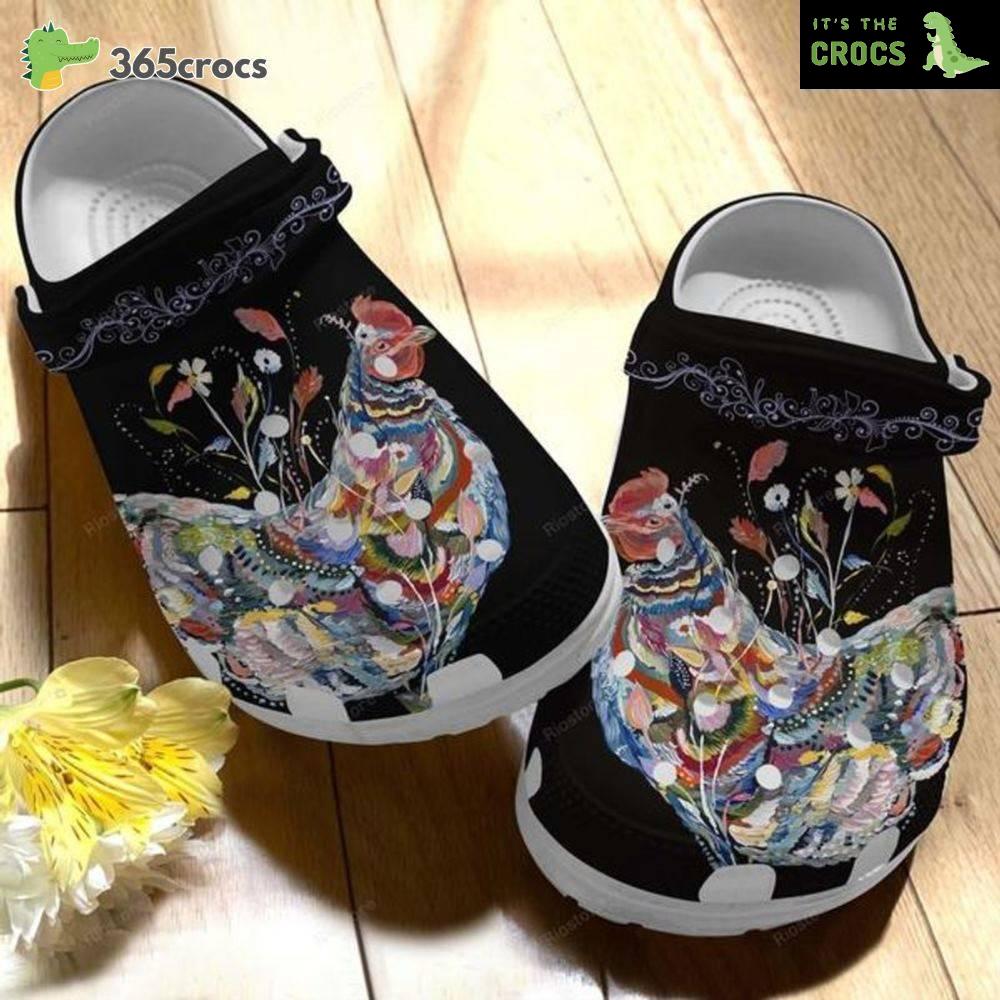 Rooster Art Croc Shoes Colorful Chicken Shoes Beautiful Art Chicken Ideal Crocs Clog Shoes