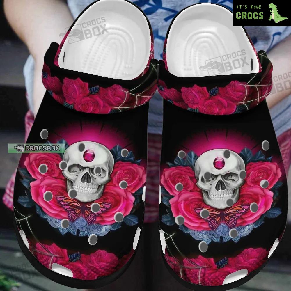 Roses Skullcap Butterfly Cool Crocs Halloween Crocs Women