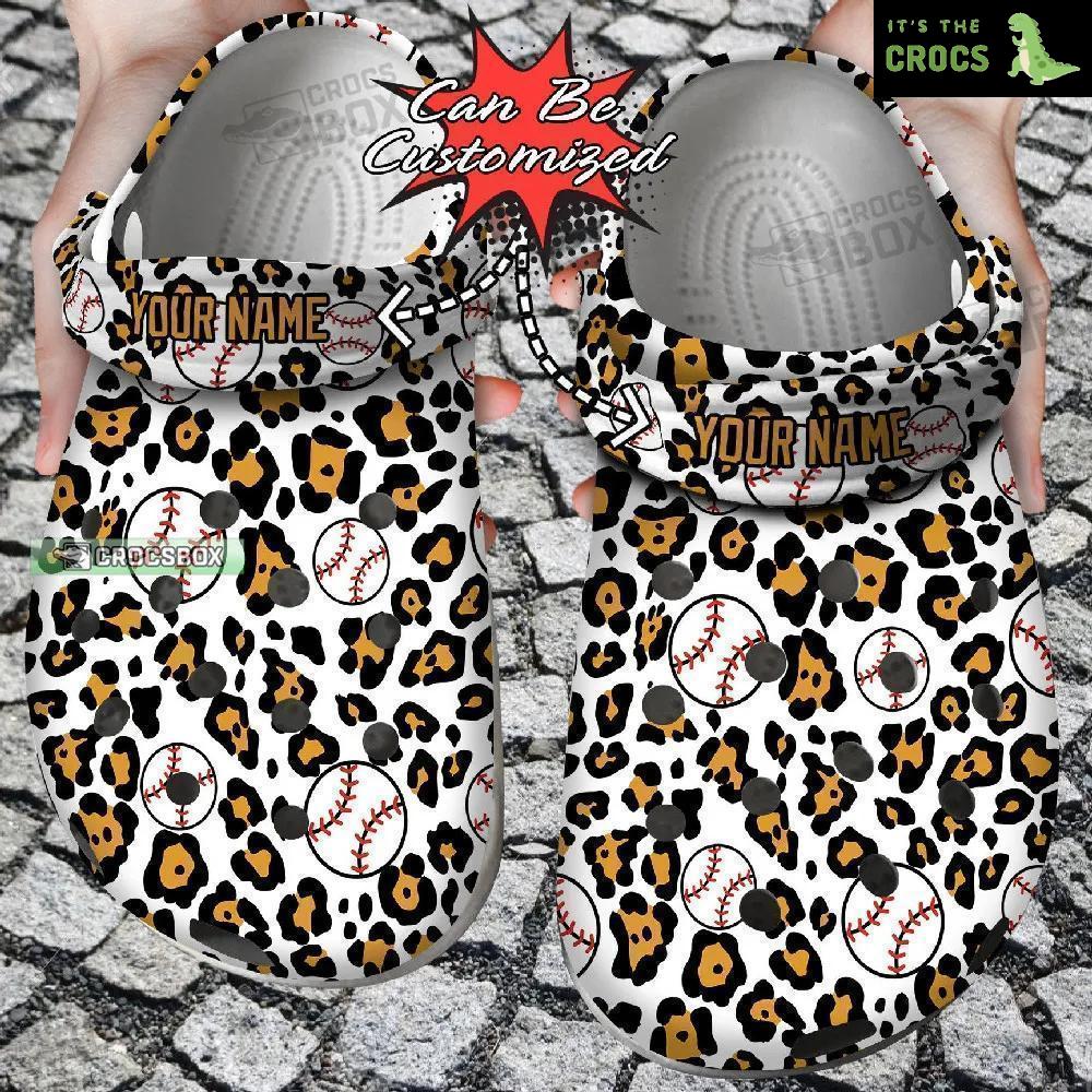 Seamless Baseball Leopard Crocs Shoes Custom
