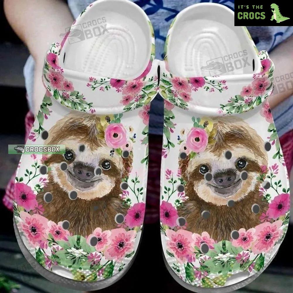 Sloth Floral Crocs