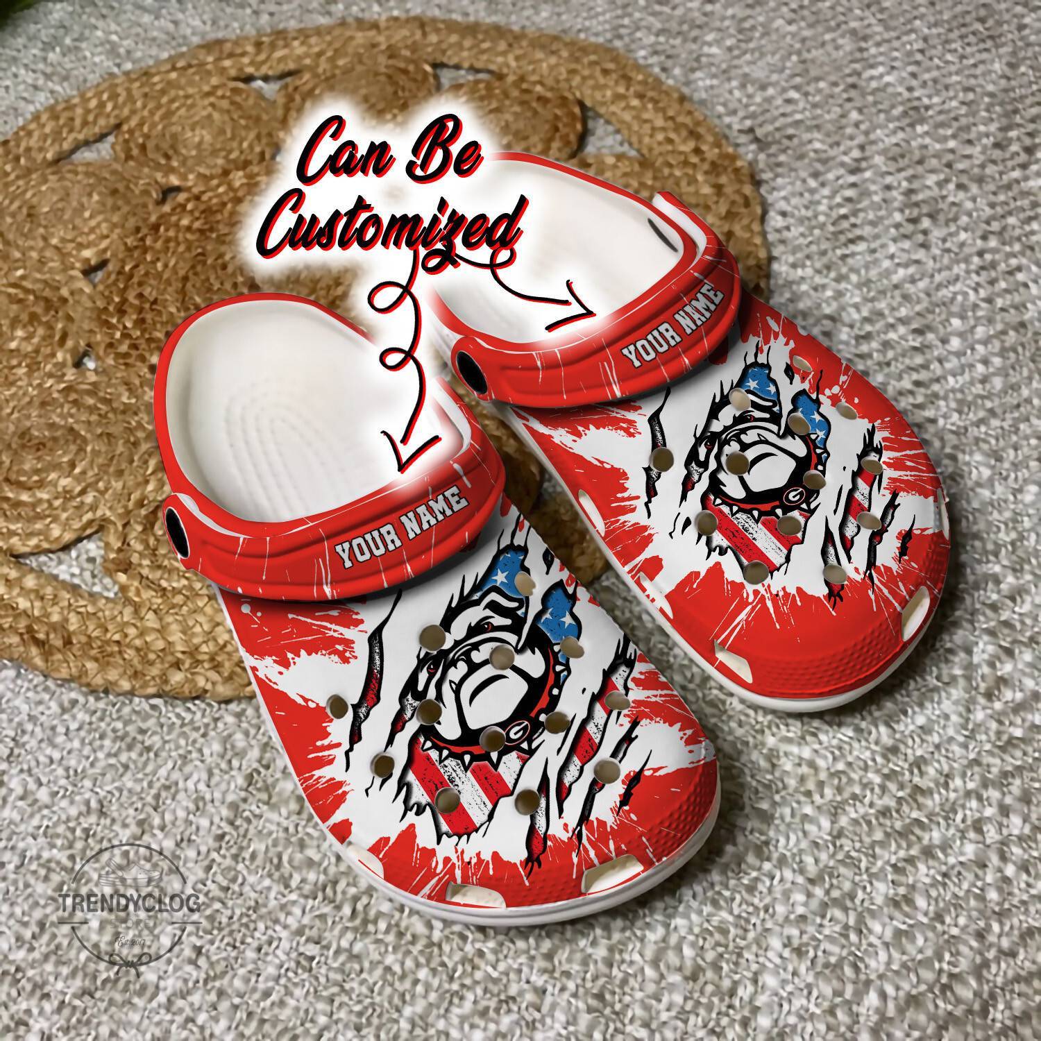 Sport Crocs Personalized GBulldogs University Ripped American Flag Clog Shoes