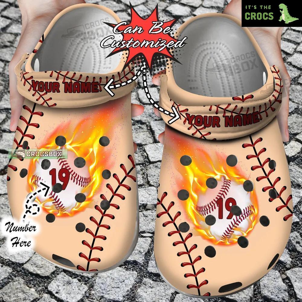 Sport Personalized Baseball On Fire Crocs