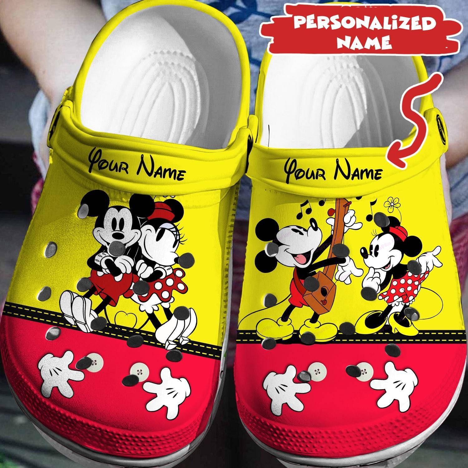 Step into Personalized Disney Joy: Mickey Minnie Crocs 3D Clog Shoes