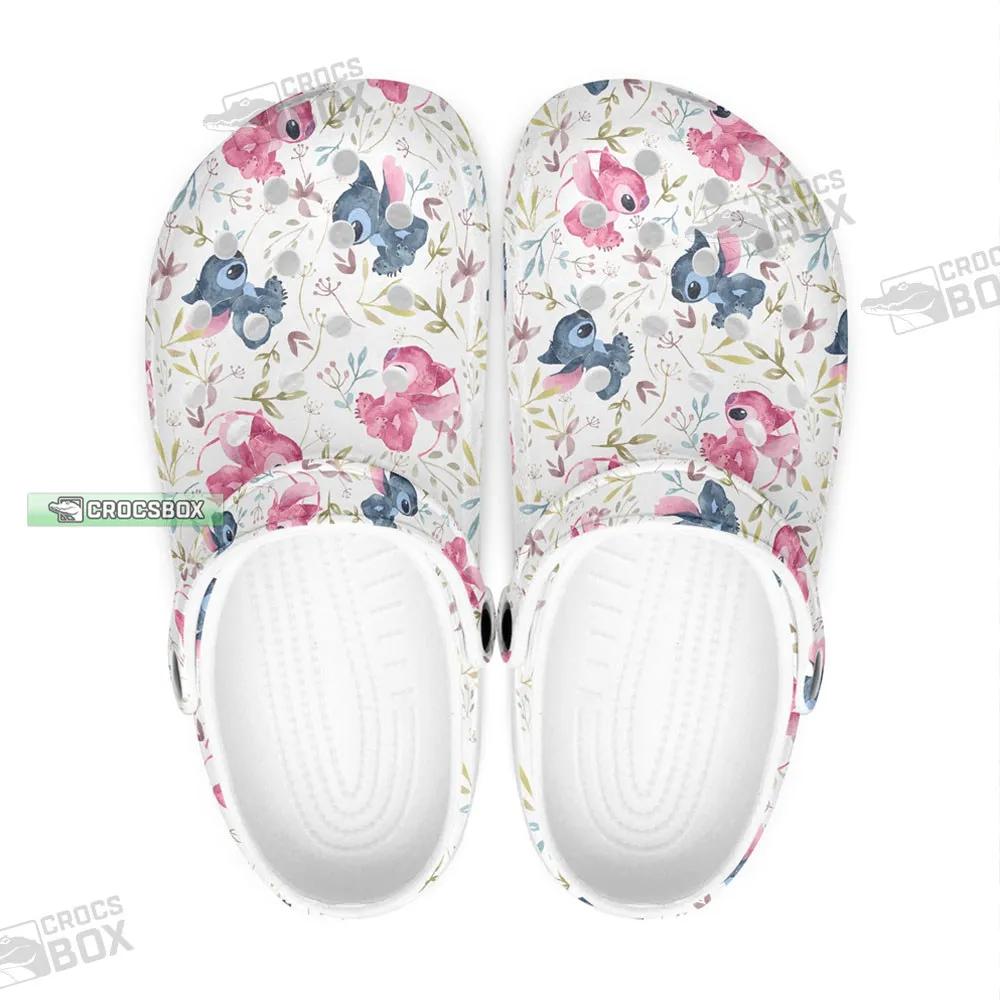 Stitch And Angel Floral Crocs Spring Women Stitch Crocs