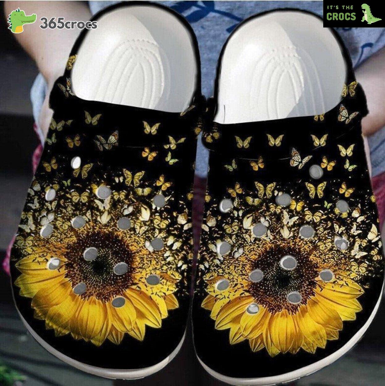 Storm Butterfly With Sunflower Rubber clog Shoes Comfy Footwear