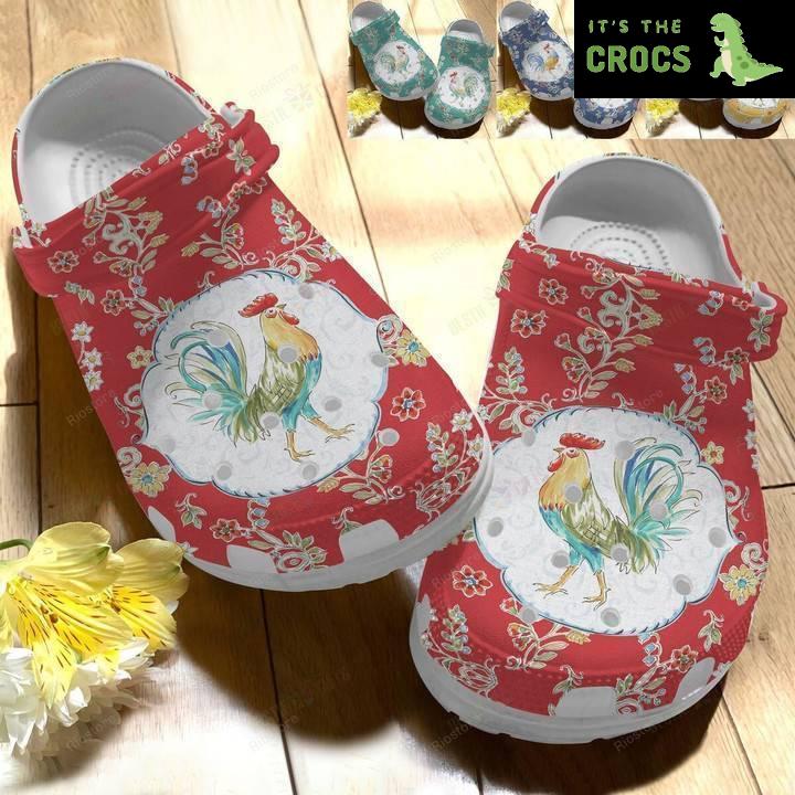 Strong Rooster Chicken Flower Crocs Classic Clogs Shoes