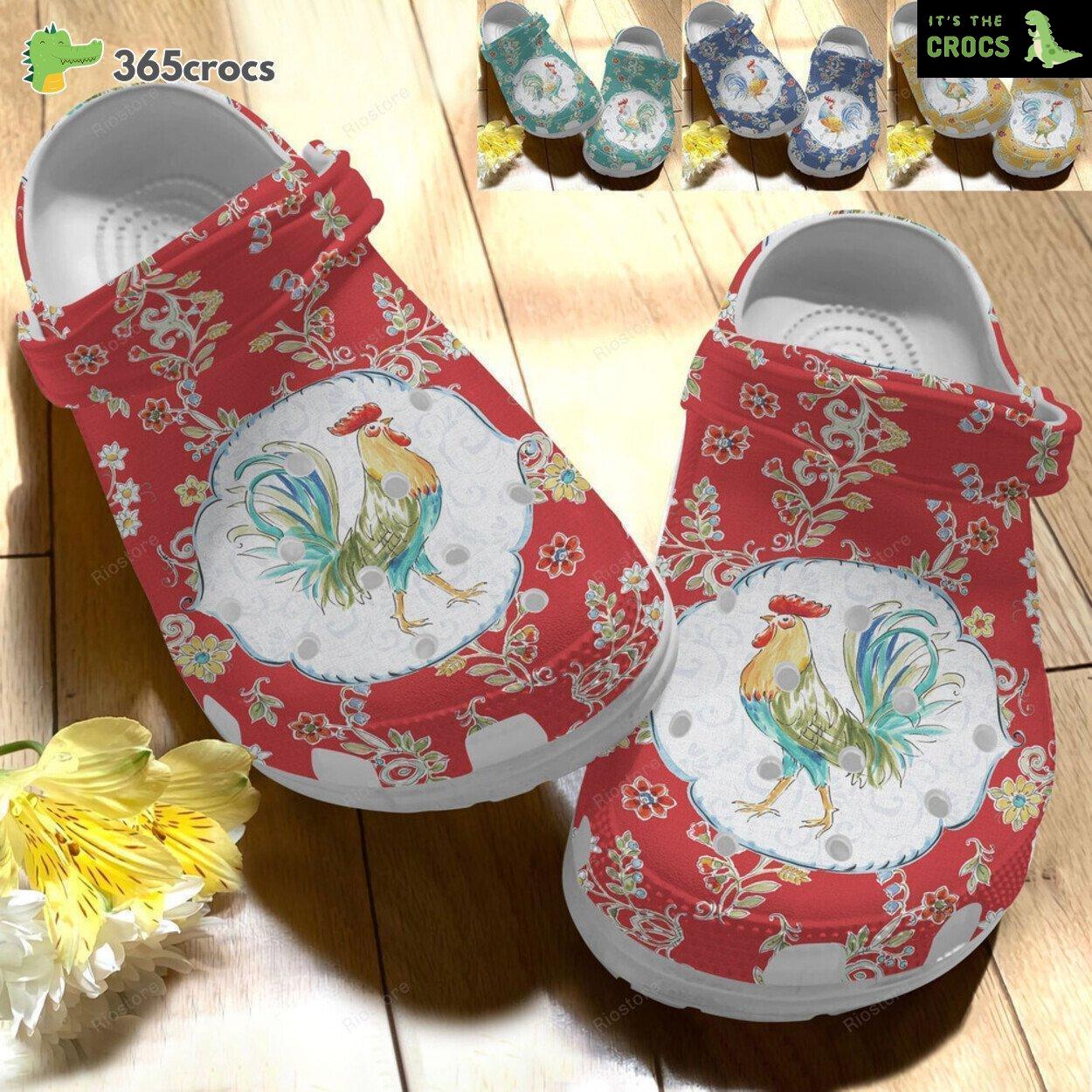 Strong Rooster For Mother Day Chicken Flower Gift For Lover Rubber clog Shoes Comfy Footwear