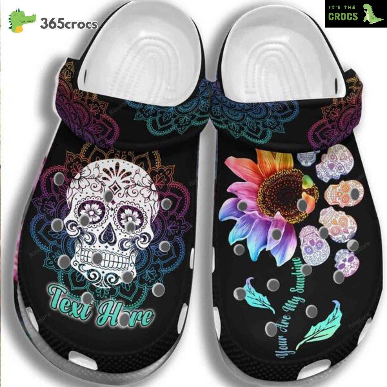 Sugar Skull Zero Given Sunflower Hippie Personalized clog Shoesshoes Mexican Skull Flower Tatoo Shoes