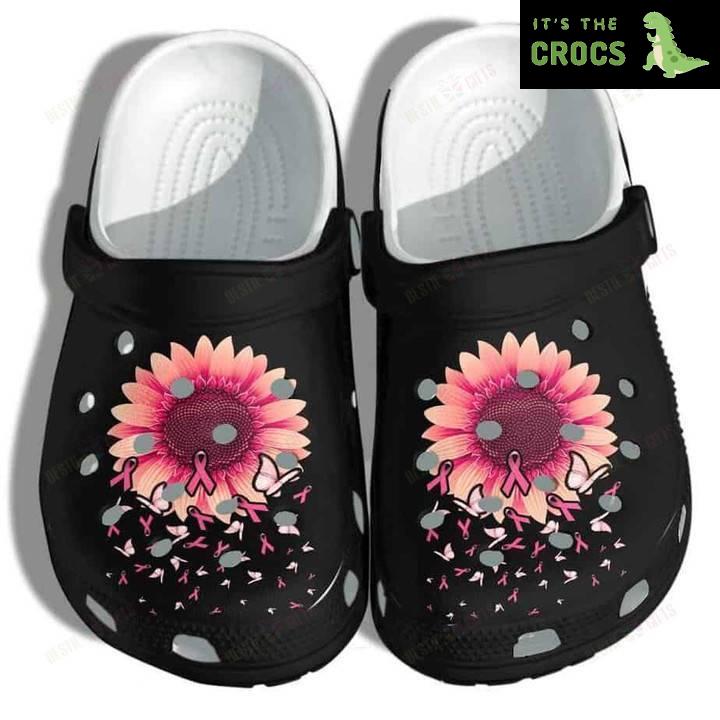 Sunflower Breast Cancer Awareness Merch Crocs Classic Clogs Shoes