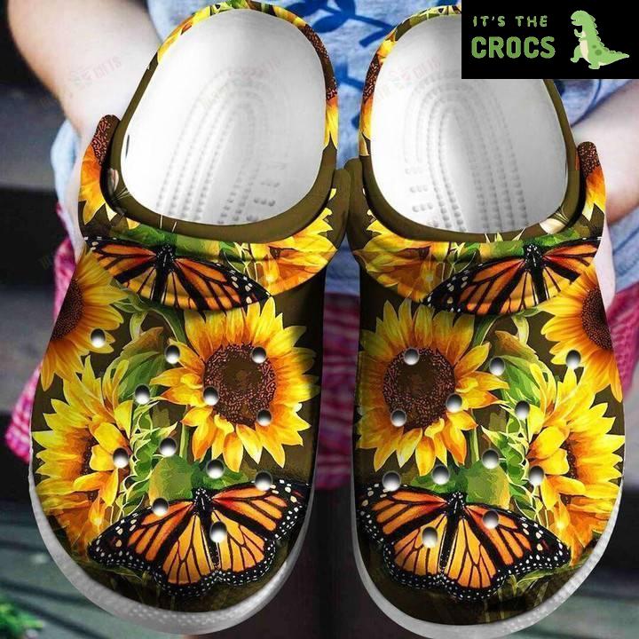 Sunflower Butterfly Cute Crocs Classic Clogs Shoes