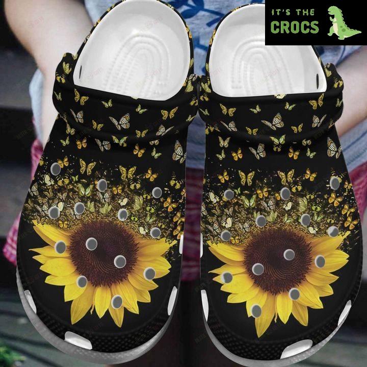 Sunflower Butterfly With Sunflower Crocs Classic Clogs Shoes PANCR0129