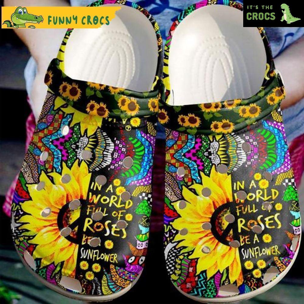 Sunflower Hippie Floral Crocs